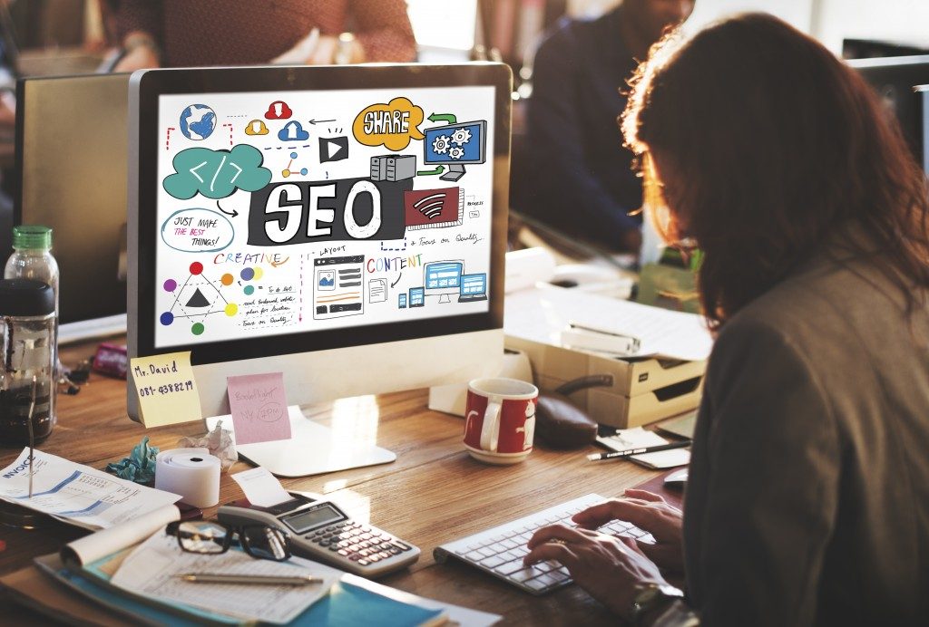 SEO Specialist working at the office