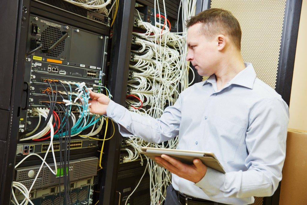 network engineer administrator checking server