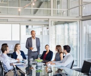 business executives having a discussion in the conference room