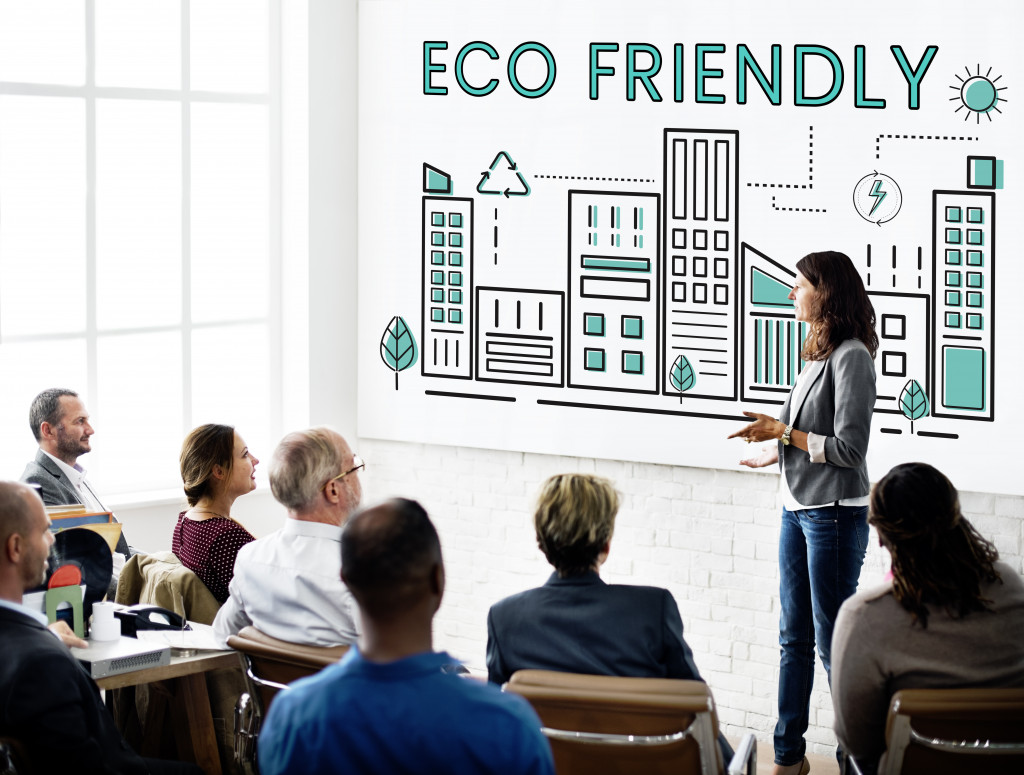 a person presenting about being eco friendly