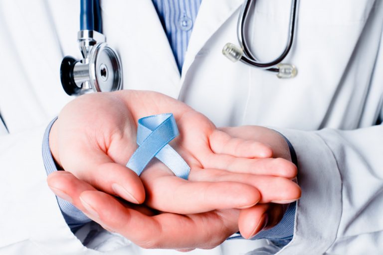 doctor with blue ribbon